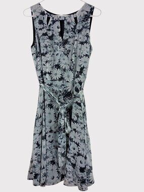 Wallis Daisy Floral Tie Waist Sleeveless Dress Womens 8 Blue Garden Party Spring
